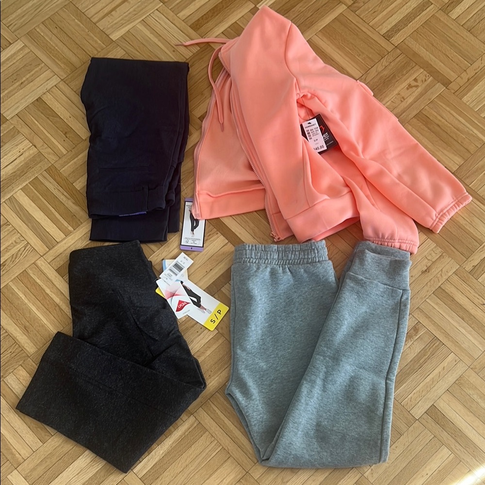 BNWT BUNDLE - Gray Sweatpants, Pink Hoodie, Gray Leggings, Blue Jean Type Pants!